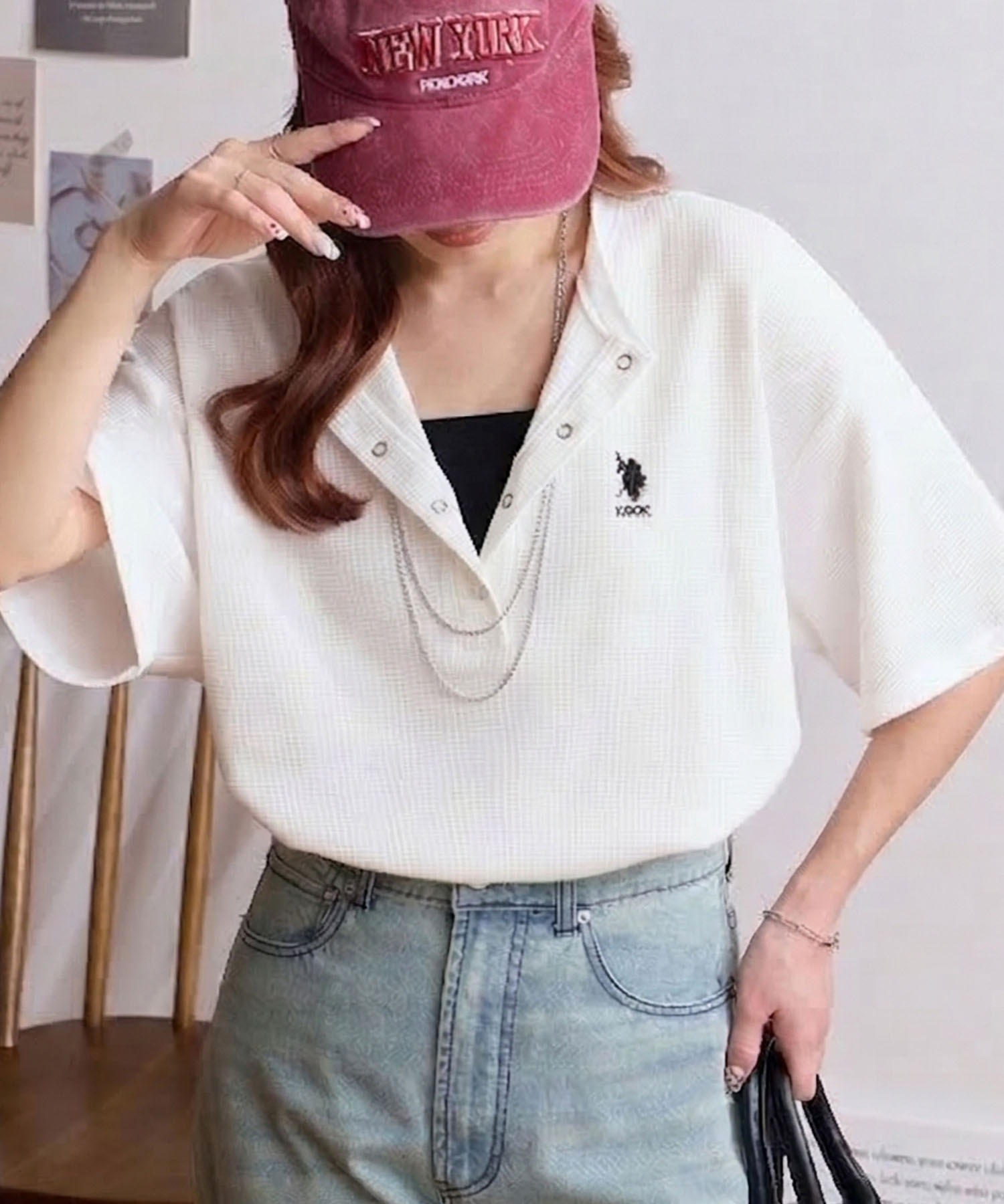 U.S. POLO ASSN./ユーエスポロアッスン 別注 ロゴ刺繍 ワッフル