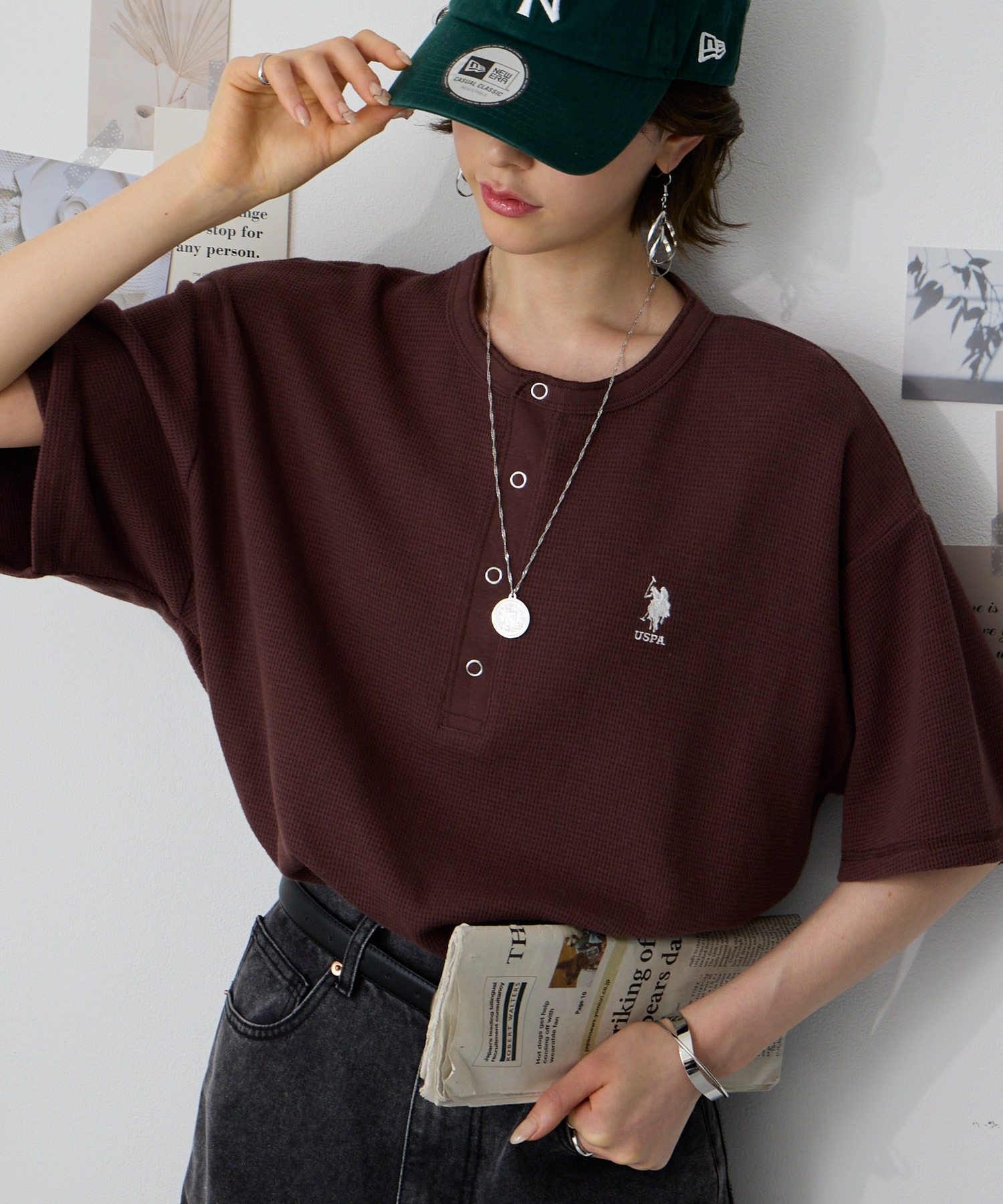 U.S. POLO ASSN./ユーエスポロアッスン 別注 ロゴ刺繍 ワッフル