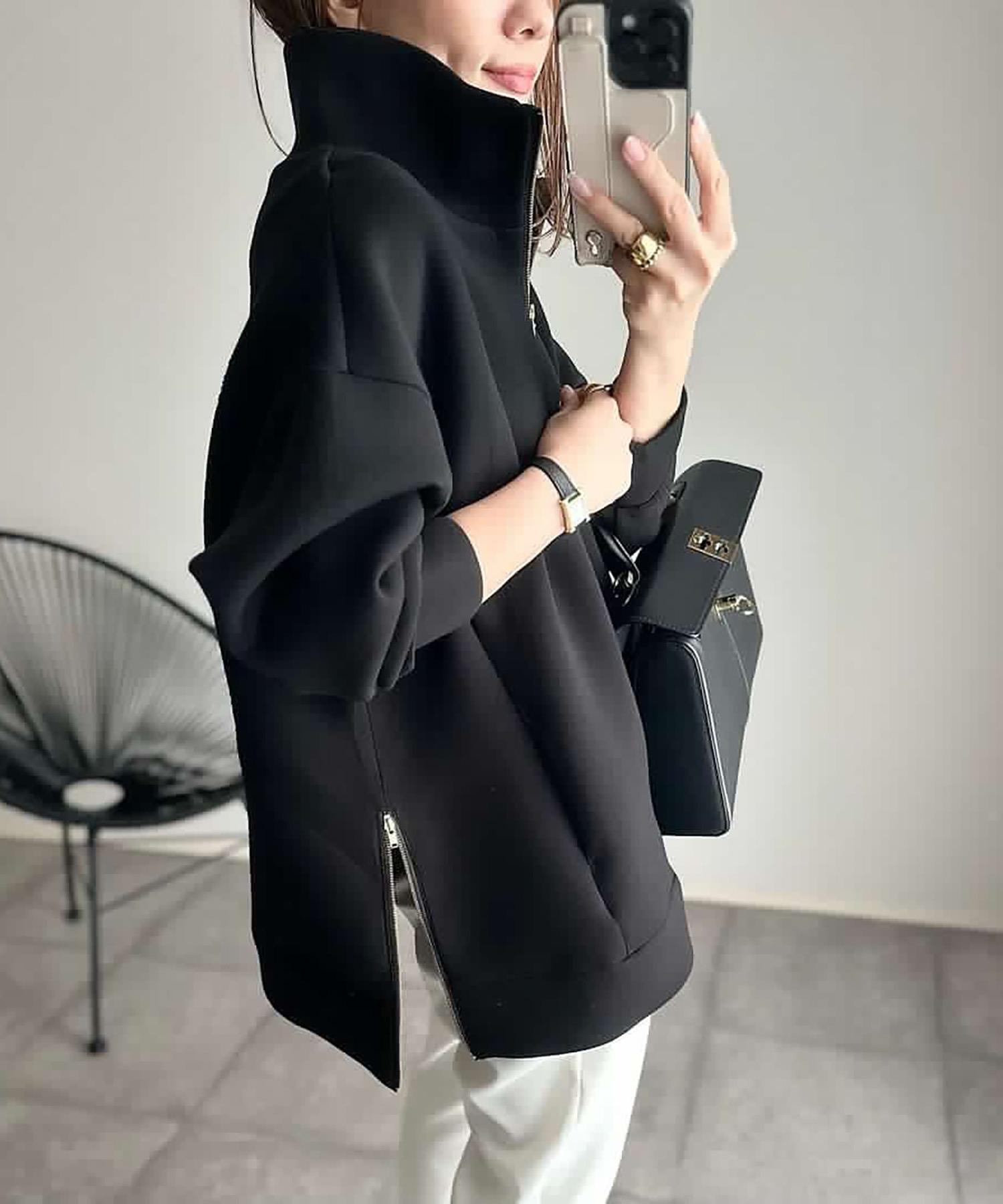 ダンボールスタンドカラーハーフジッププルオーバー Emma Taylor