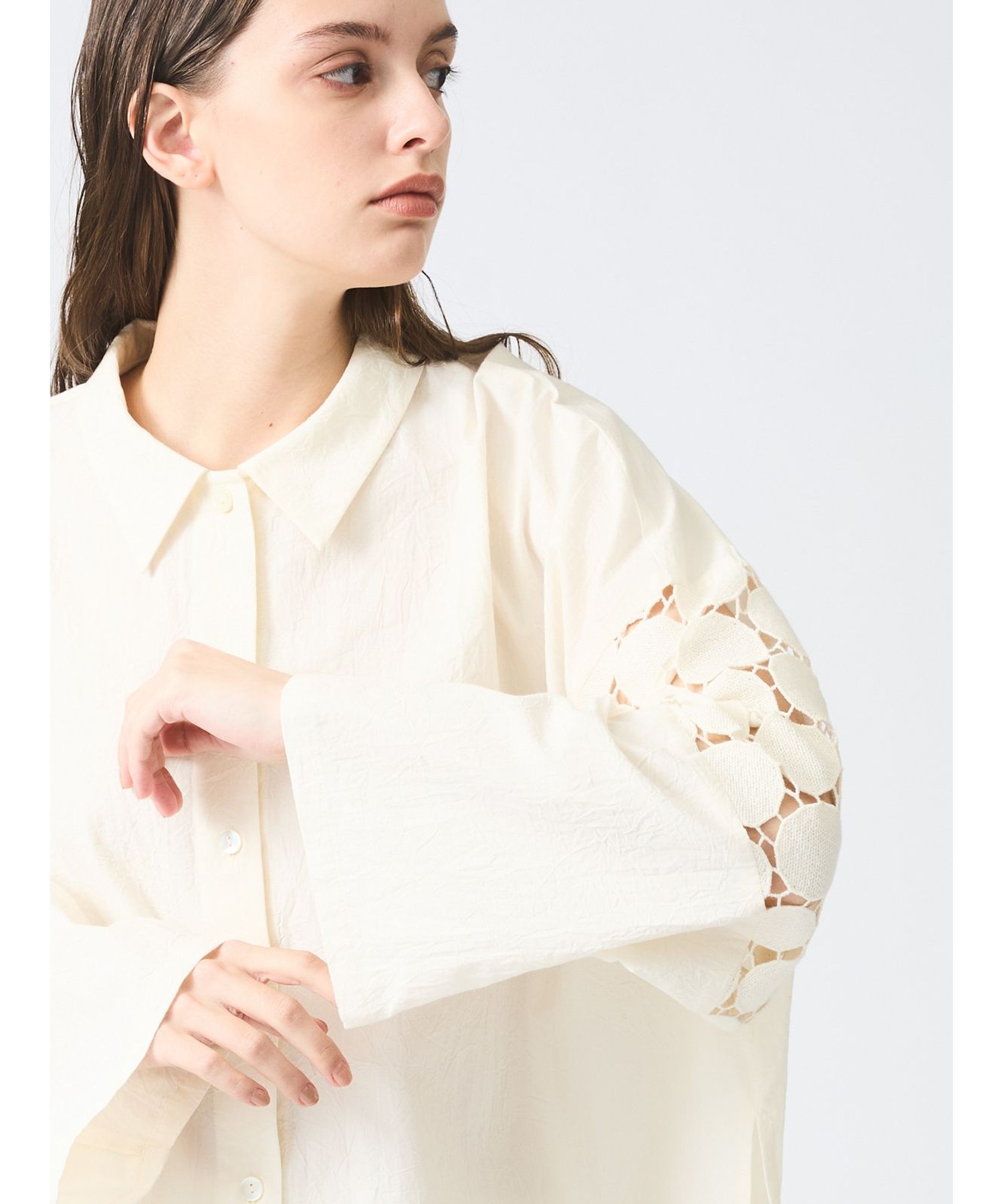 mizuiro ind レースミックスボックスシャツ