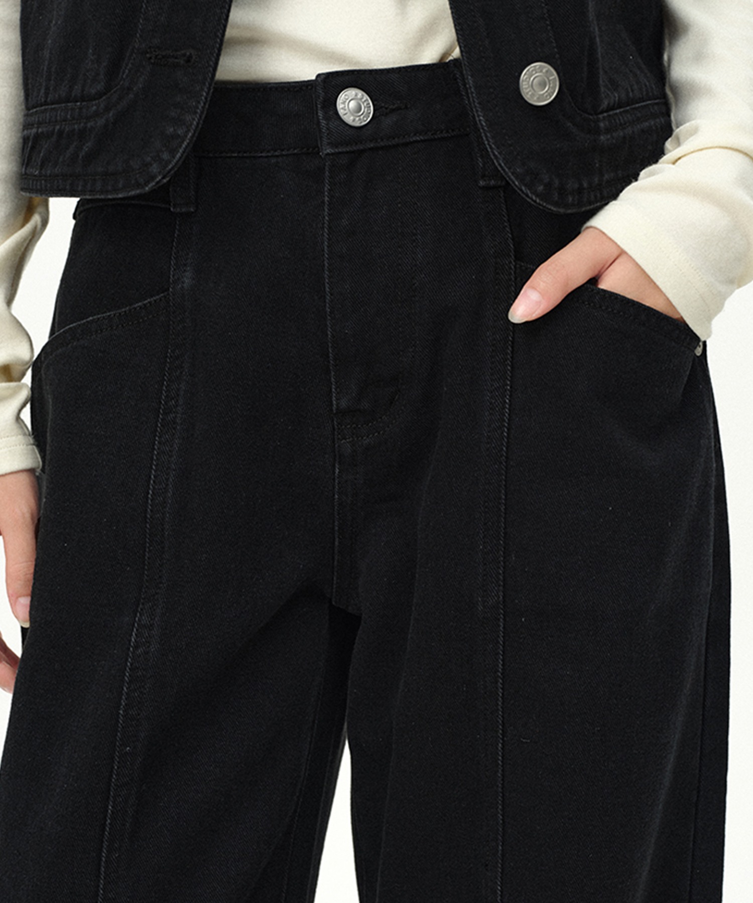 【試着のみ】タイトデニムオールインワン/size34/ブラック 試着のみ】タイトデニムオールインワン/size34/ブラック zootie