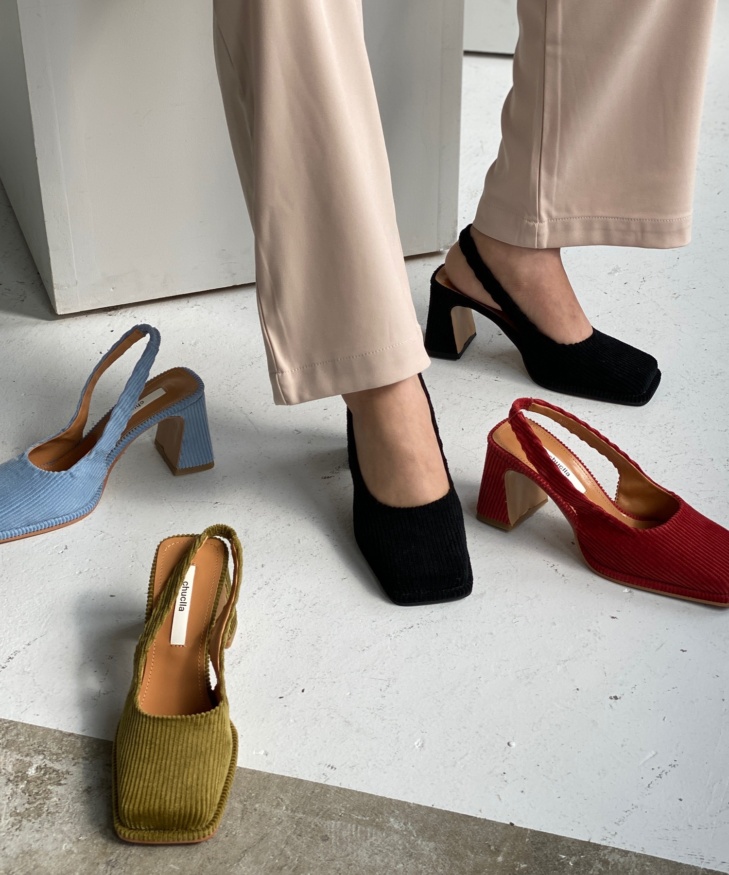 Corduroy back strap pumps chs21a032-ファッション通販サイト