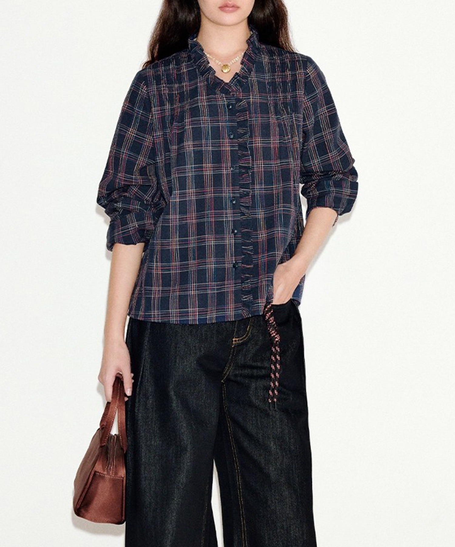 美品　エンフォルド　レイヤードカフブラウス　長袖　ダークブラウン　2022AW 美品 エンフォルド レイヤードカフブラウス 長袖 ダークブラウン