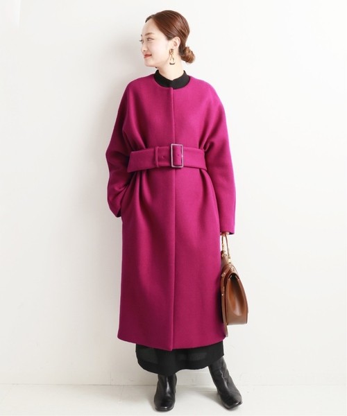 Zoe 21aw ロングコート ピンク Fechos Org Br