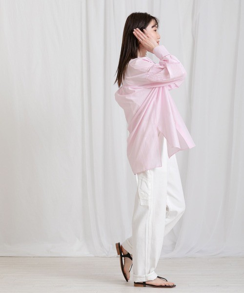 ♡ベルフォート　シルク100%シャツ　M~L　ピンク　サラサラ感　春夏コーデ