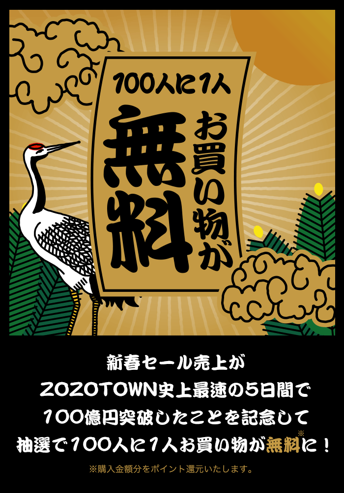 抽選で100人に1人お買い物が無料に！