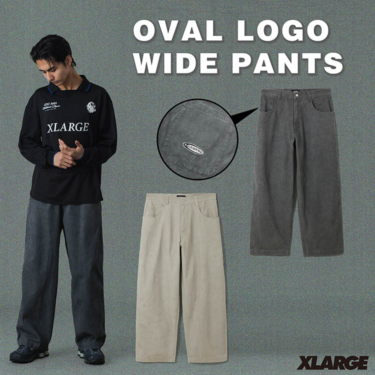 XLARGEiGNXg[Wj̃Vbvj[XuyXLARGEzOVAL LOGO WIDE PANTSv