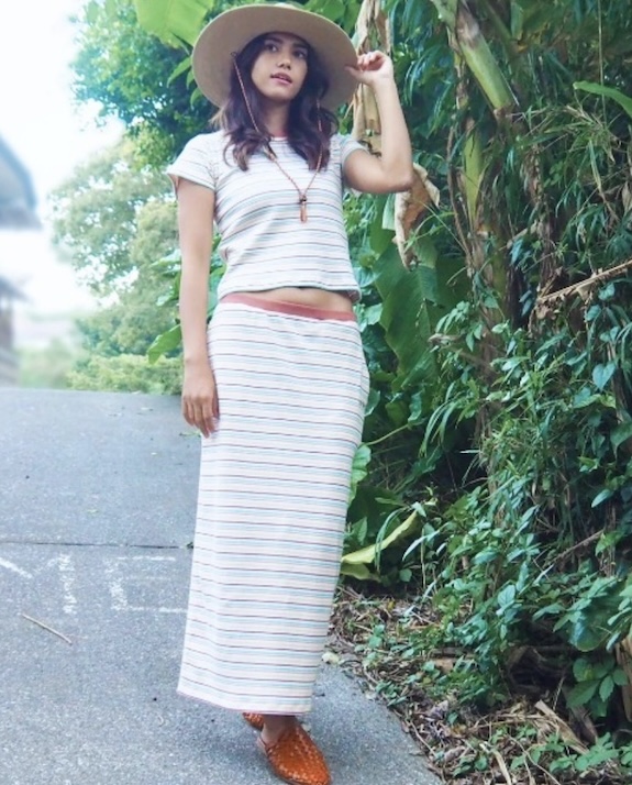 BILLABONG レディース UTILITY STRIPED CREPE SS TEE サーフT