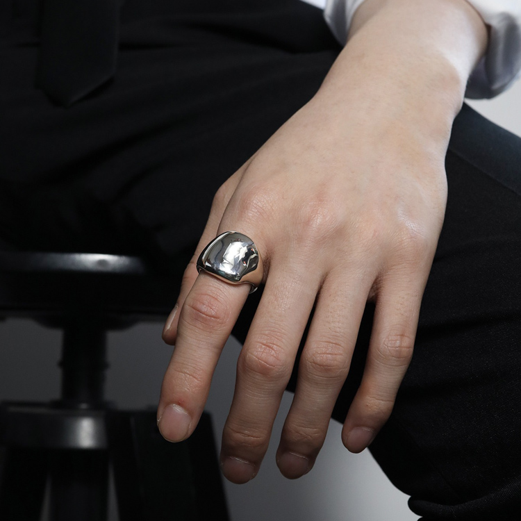 SILVER925ブルーダイヤ印台ピンキーリング/メンズ/レディース（リング