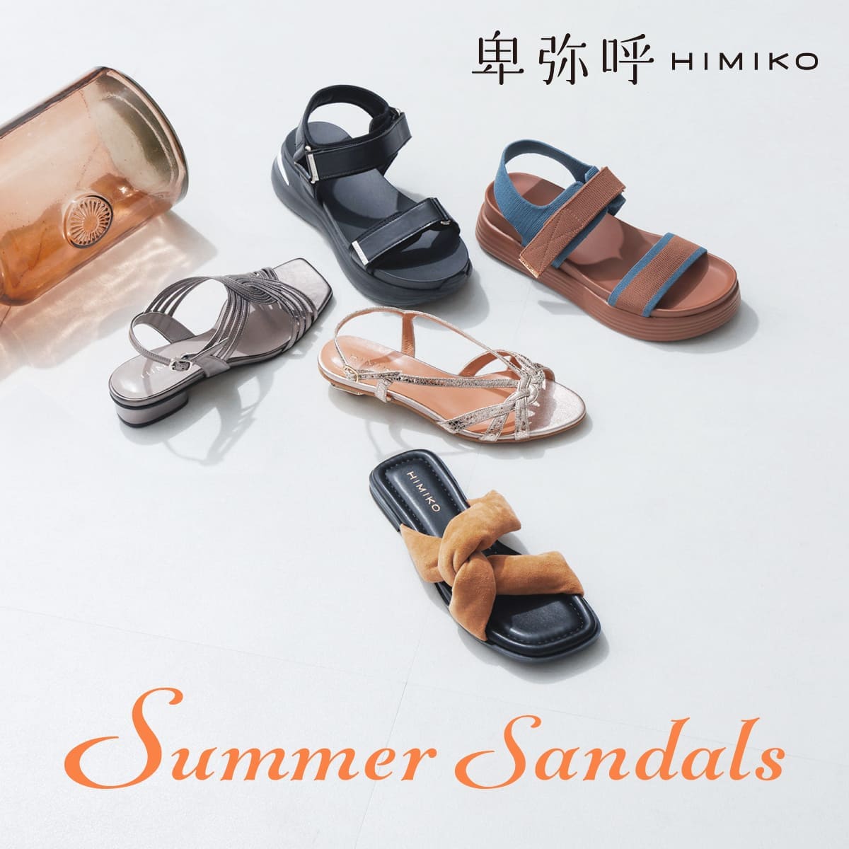 セール】【HIMIKO】【撥水】カットアウトヒールミュールサンダル