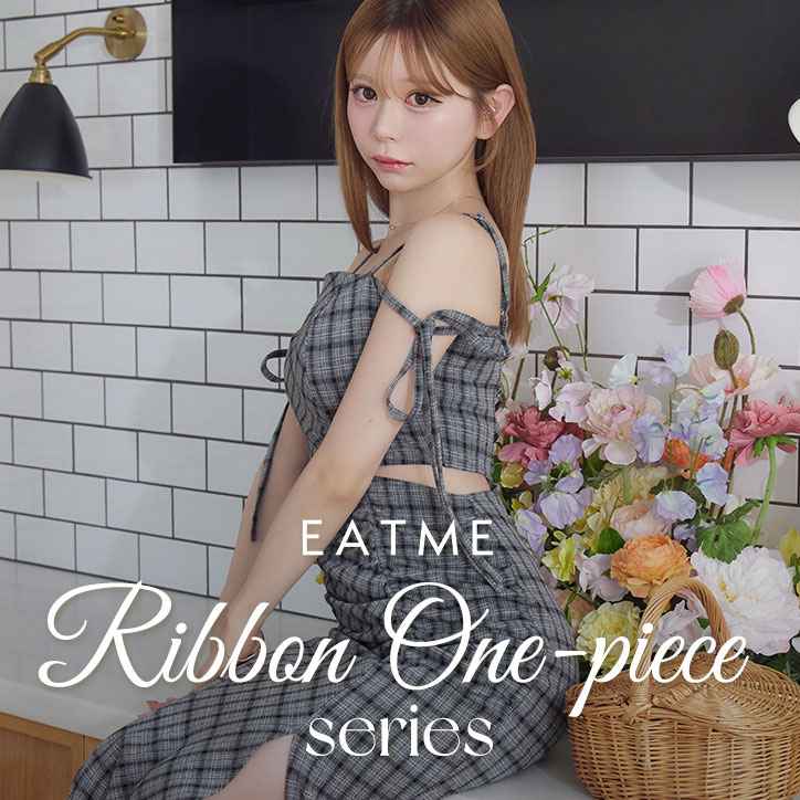 ディープスリットデコルテリブワンピース（ワンピース）｜EATME