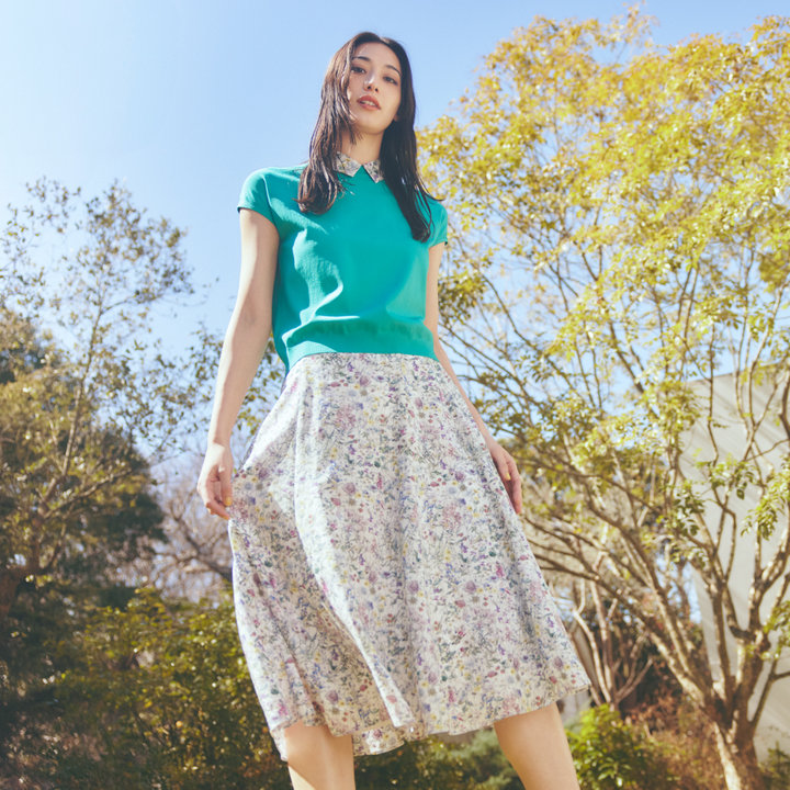 LIBERTY】LINEN GARDENフレアースカート(スカート)｜AMACA