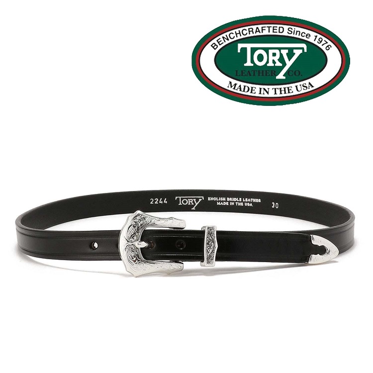 TORY LEATHER/トリーレザー 3/4 inch 3-Piece Silver Buckle Set Belt