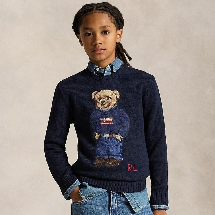 フラッグ コットン クルーネック セーター（ニット/セーター）｜POLO