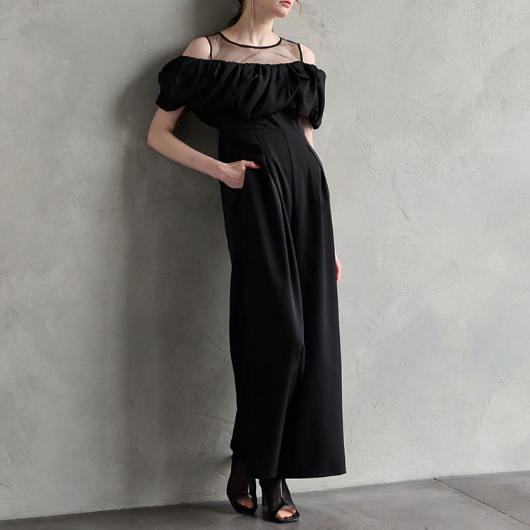 売約済タグ付品‧✧̣̇‧エメAimer フラワーレース袖マキシドレス L