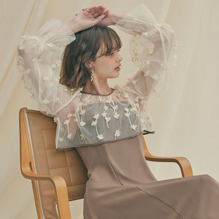 【新品未使用】AIMER ギャザーチュールパンツドレス モーブ 新品未使用】AIMER ギャザーチュールパンツドレス モーブ