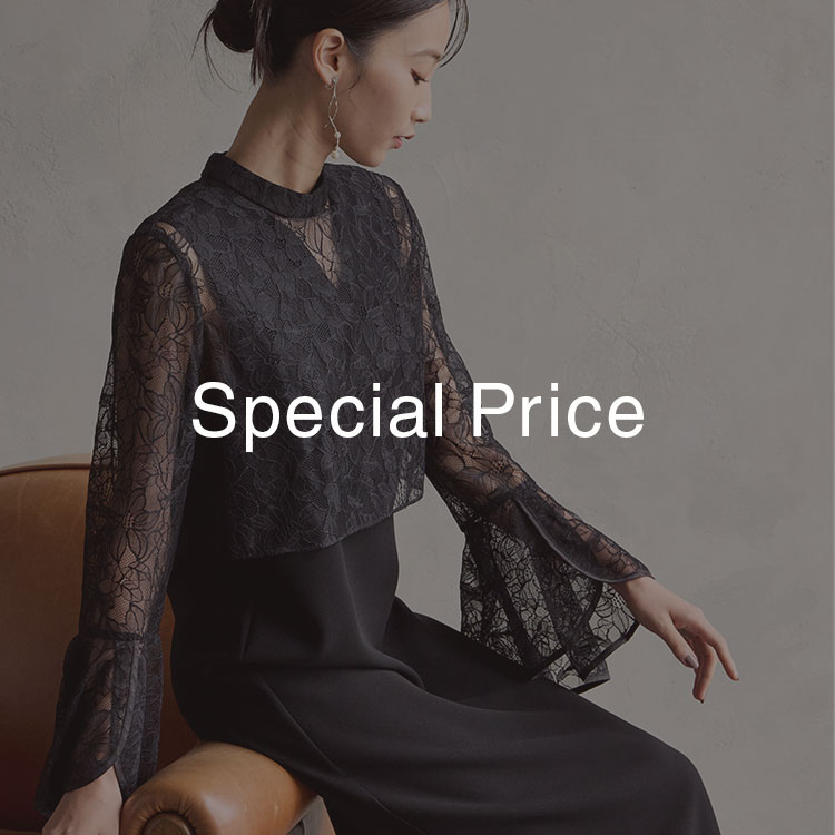 セール】フラワーレース袖マキシ丈パーティードレス（ドレス）｜AIMER