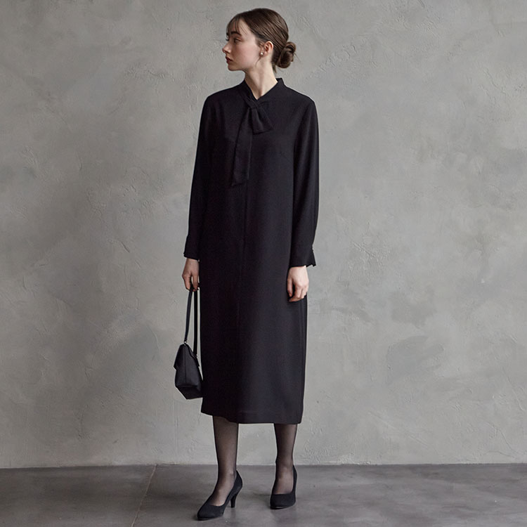 喪服・礼服・WEB限定】マシンウォッシャブル リボンタイデザイン前開き