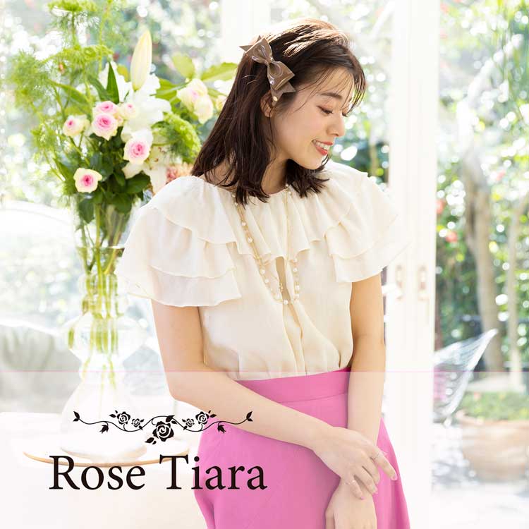 Rose tiara コットンシフォンフリルブラウス