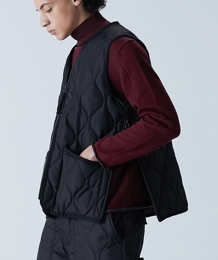 TAION】タイオン MILITARY ZIP V NECK DOWN VEST TAION-001ZML-1