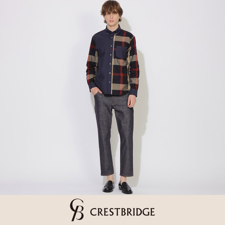 BLUE LABEL CRESTBRIDGE チェックカットソー　ネイビー 未使用級 ブルーレーベルクレストブリッジ チェック 長袖