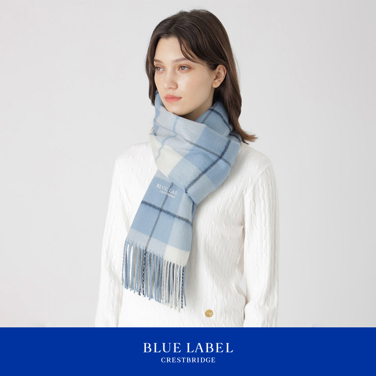 【新品未使用】　ブルーレーベルクレストブリッジ　チェック　マフラー　カシミヤ クレストブリッジチェックウォッシャブルカシミヤマフラー（マフラー