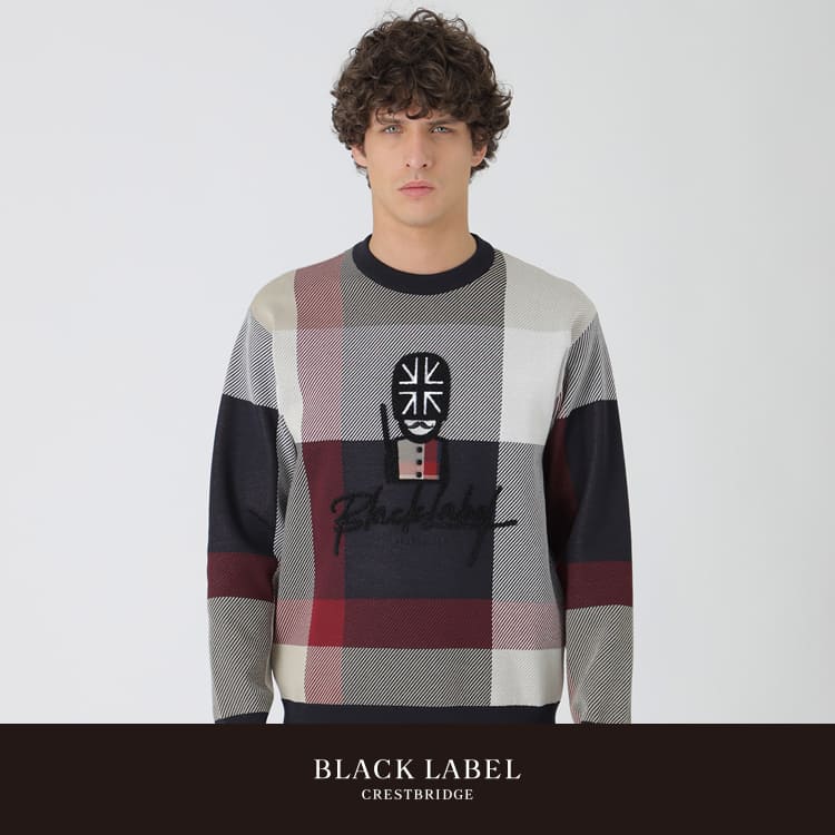 BLUE LABEL / BLACK LABEL CRESTBRIDGE�i�u���[���[�x�� / �u���b�N���[�x���E�N���X�g�u���b�W�j�̃V���b�v�j���[�X�u��NEW ARRIVAL���啿�`�F�b�N���_�u���W���J�[�h�ŕ҂񂾁A�t�̎���j�b�g�v