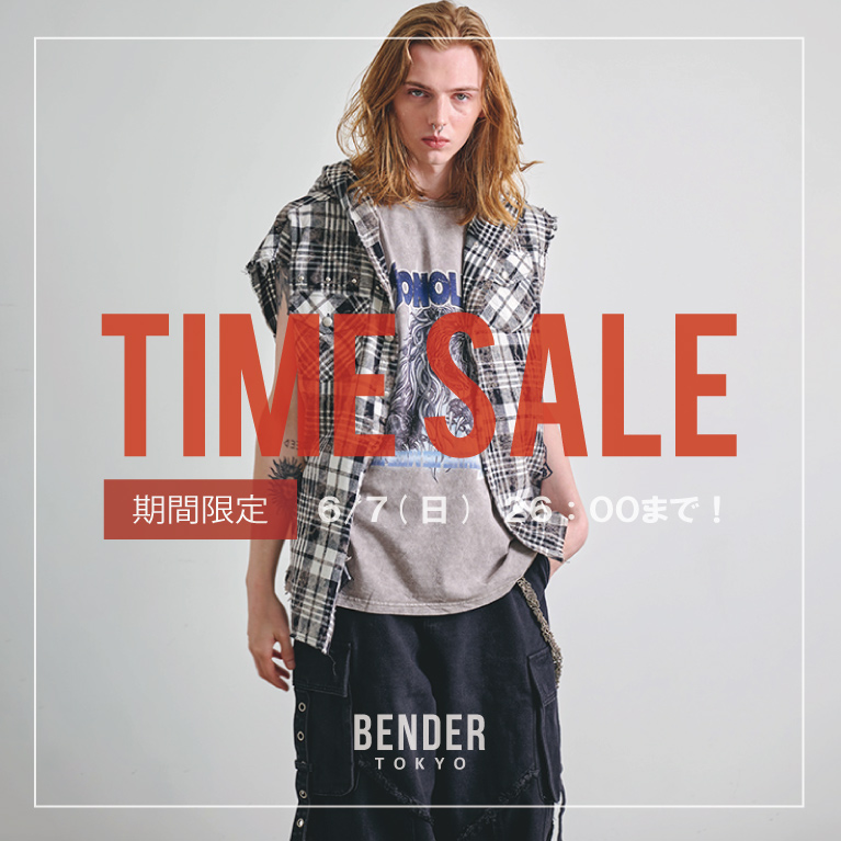 BENDER TOKYO】裾ダメージ加工 ロングスリーブTシャツ ビッグ