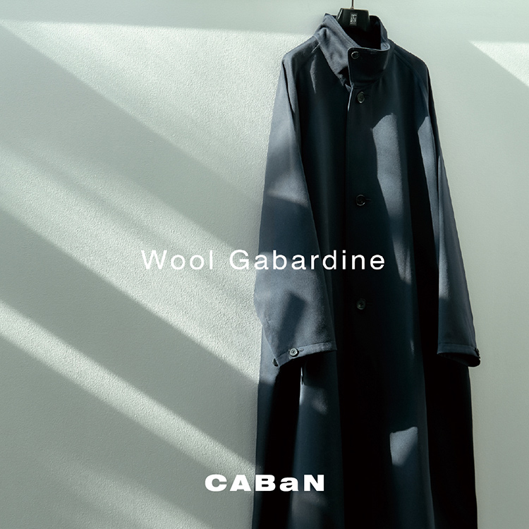 caban ウールギャバジン スタンドカラー コート ブラック　s CABaN ウールギャバジン スタンドカラーコート（ステンカラー