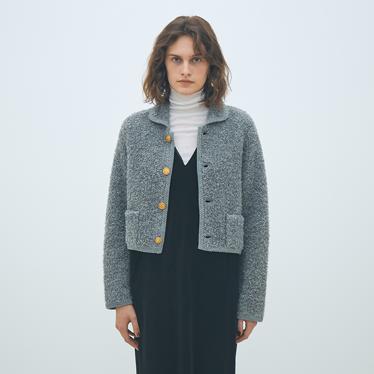 フェイクムートン リバーシブルショートコート（ノーカラー