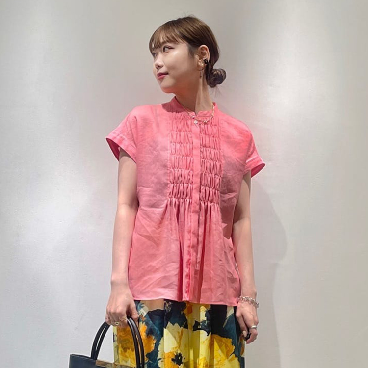 タイプライターダブルクロス アシンメトリックフリルシャツ（シャツ