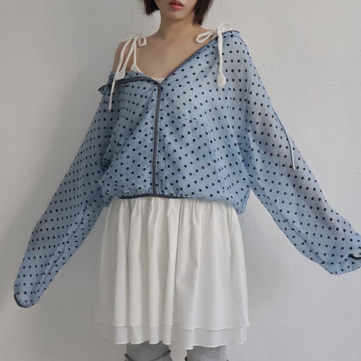 MANGROVEi}O[uj̃Vbvj[XuPick upDot sheer blousonv