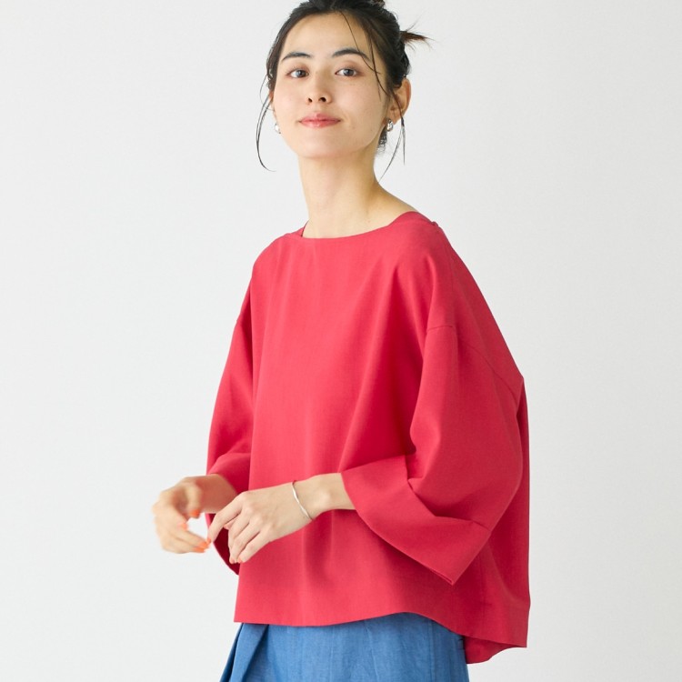 お歳暮 人気 オシャレ セール】ボートネックブラウス《BRING Material》（シャツ トップス