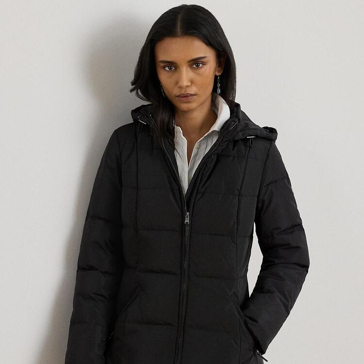 セール】フーデッド ダウン モックネック コート（ダウンジャケット