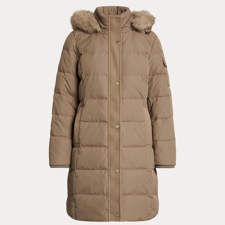 セール】フェイクファートリム フーデッド ダウン コート（ダウン