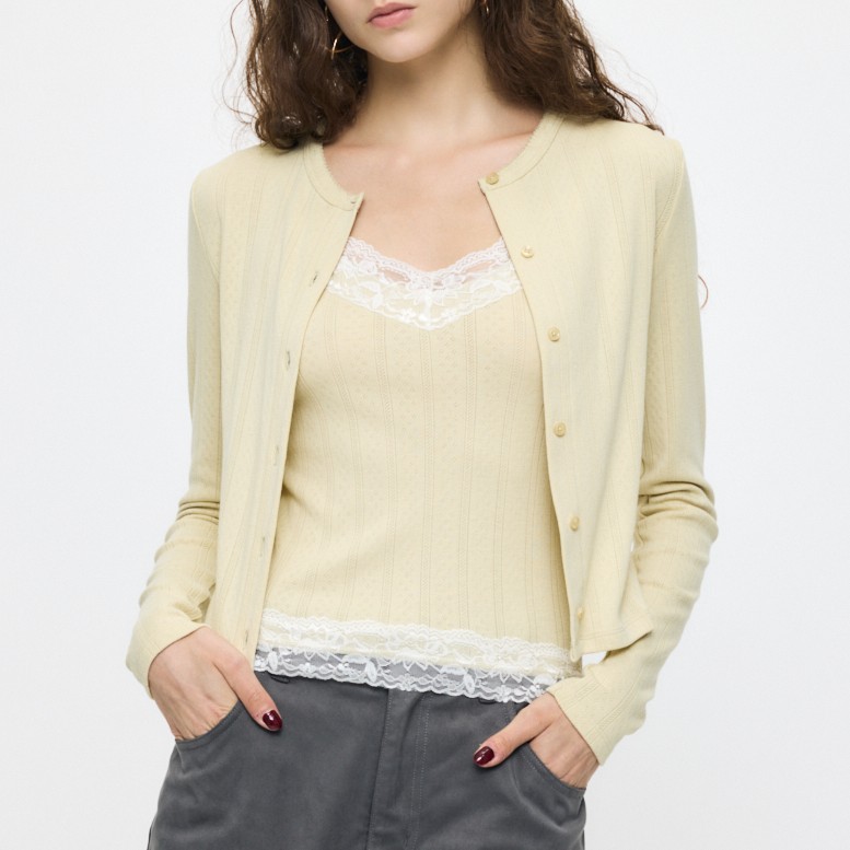 MOUSSY�i�}�E�W�[�j�̃V���b�v�j���[�X�u�yMOUSSY�zEC��s�ē��ׁ�����J���[�\���t���ILACY CAMI AND CARDIGAN�v