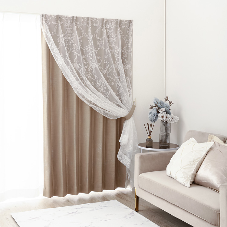 ヴェーリア×ラメルセ ダブルカーテン H1780×W1000 ライトグレー