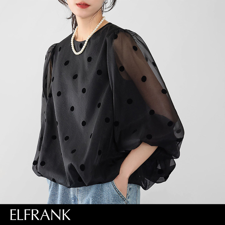 セール】ドットシアーバルーンブラウス【洗える】(シャツ セール】ドットシアーバルーンブラウス【洗える】(シャツ