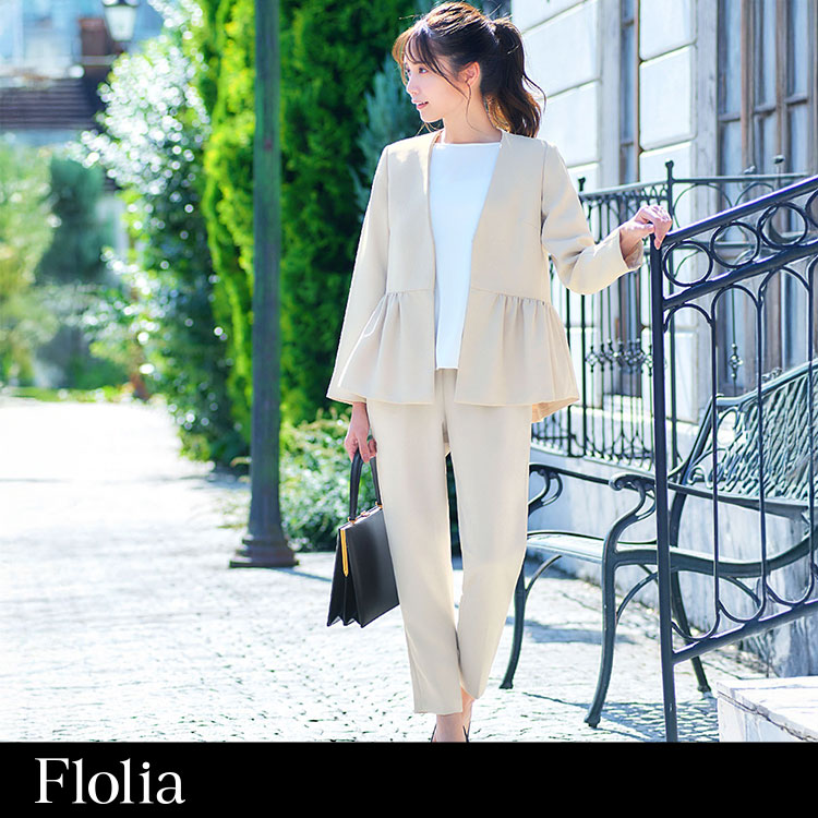 ★Flolia★(GIRL)セットアップ★ツイード★入園入学式★七五三★お宮参り セール】【3点セット】ツイードノーカラージャケット ブラウス