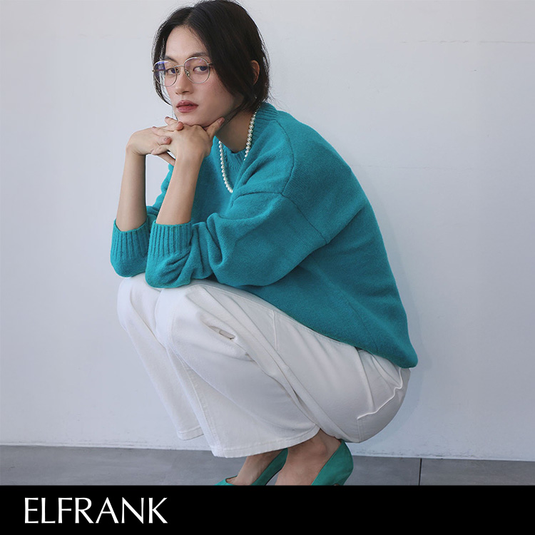 セール】【2025AW】襟付き ミックスニット プルオーバー ポロシャツ