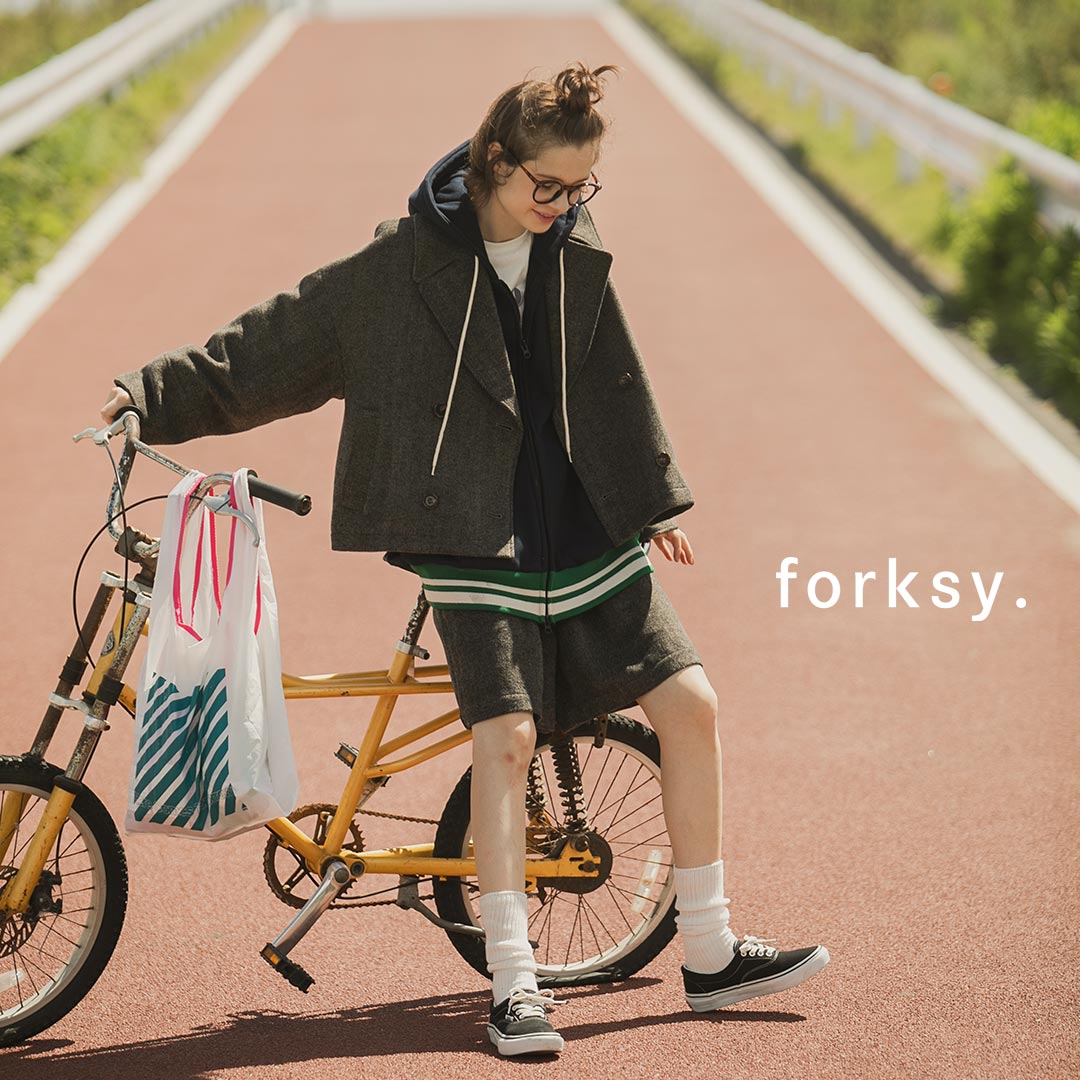 forksy.】マルチウェイデニムオーバーサイズジップワークジャケット