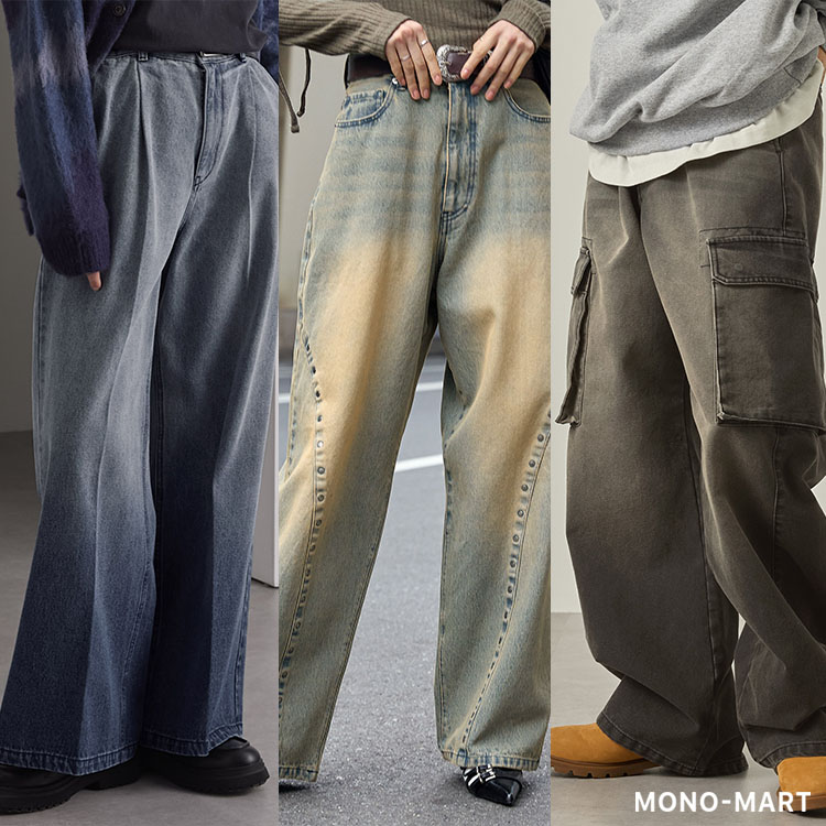SWAGVIBE】Pinched Dye 3D Baggy Fit Denim Pants（デニムパンツ