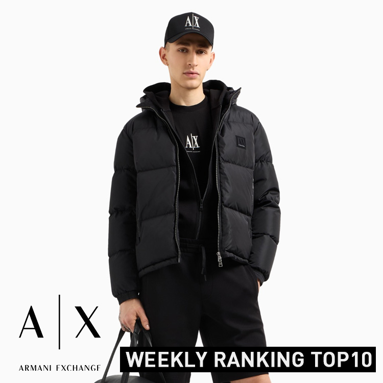 Armaniダウンジャケット166cm A|X アルマーニ エクスチェンジ】ICON フーデッドダウン
