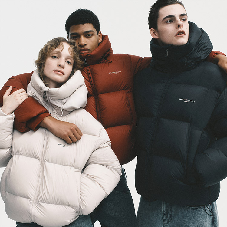 A|X アルマーニ エクスチェンジ】CL フェイクムートン×ボア フーデッド