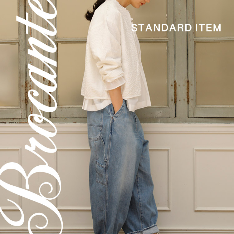 Brocante / ブロカント] インドプリント(チェック) フロンセシャツ