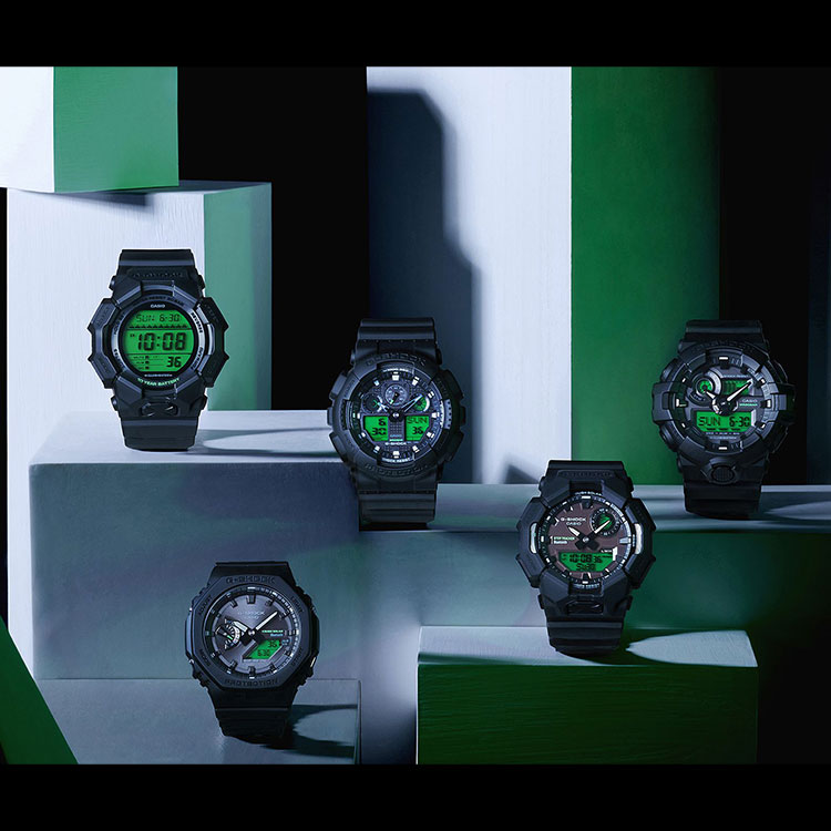 CASIO�i�J�V�I�j�̃V���b�v�j���[�X�u�y4���̐V���i G-SHOCK�zBLACK AND ELECTRO GREEN�v