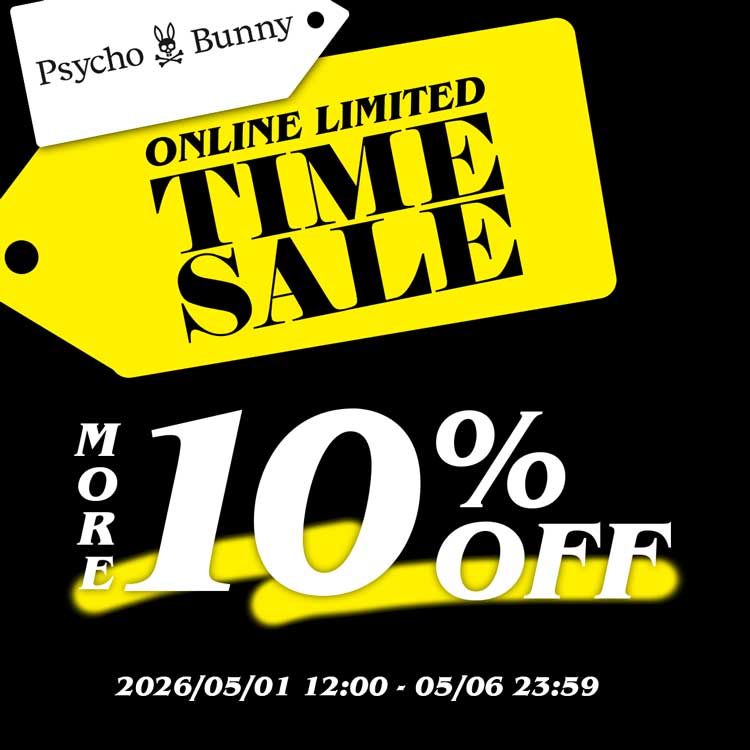 Psycho Bunny�i�T�C�R�o�j�[�j�̃V���b�v�j���[�X�u�y���Ԍ���z�^�C���Z�[���̂��m�点 �v