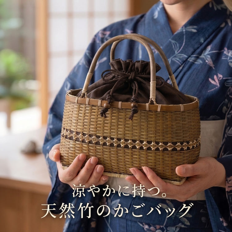 Caterina Bertini]ハンドメイドかごバッグバンブーハンドルイタリア製
