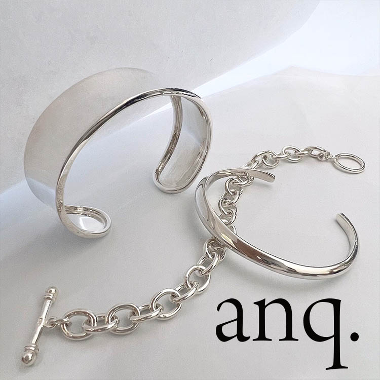 anq.」シルバー 925 Ｔバーアクセント チェーンブレスレット