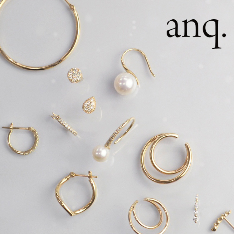 anq.」K18/K10・天然石マロンピアス 誕生石（ピアス（両耳用））｜anq